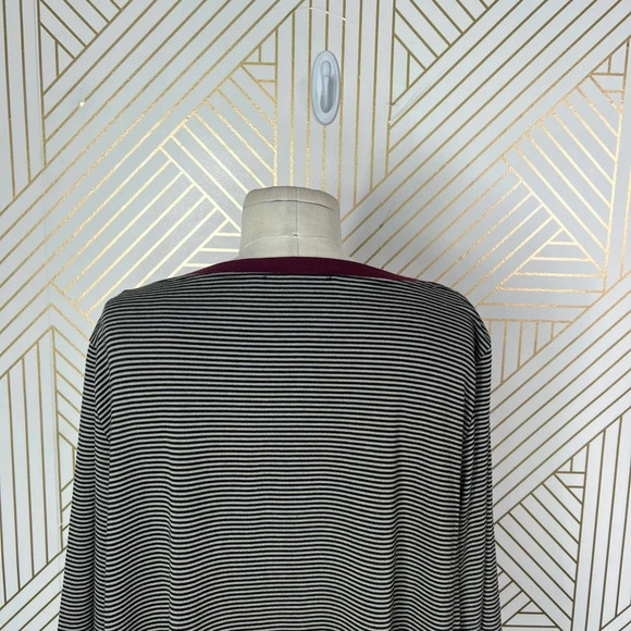 Alembika Tunic Top Blouse 3/4 Sleeve Striped Pullover Black Tan Size 2 US 8‎ 10 - Picture 9 of 12